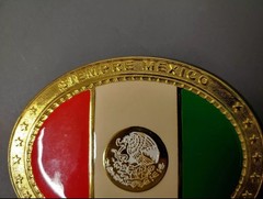 Mexico Mexican Flag Red White Green Eagle Coat of Arms Gold Belt 1821 Buckle