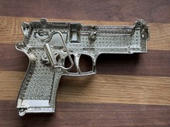 Gun Belt Buckle Iced Style Silver Metal Full of Rhinestones Revolver Pistols Men