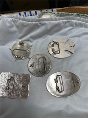 Five Vintage Belt Buckles with Unique Designs, Crosses, etc