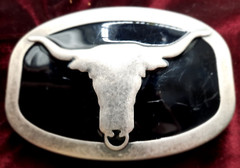 Steer Head Skull Belt Buckle with Enamel. Solid