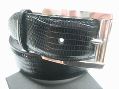 STERLING SILVER 925 BUCKLE WITH GENUINE LIZARD 1.5&Prime; BELT MADE IN U.S.A.