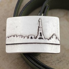 Paris City Silhouette Belt Buckle Skyline Metal Modern Urban Design