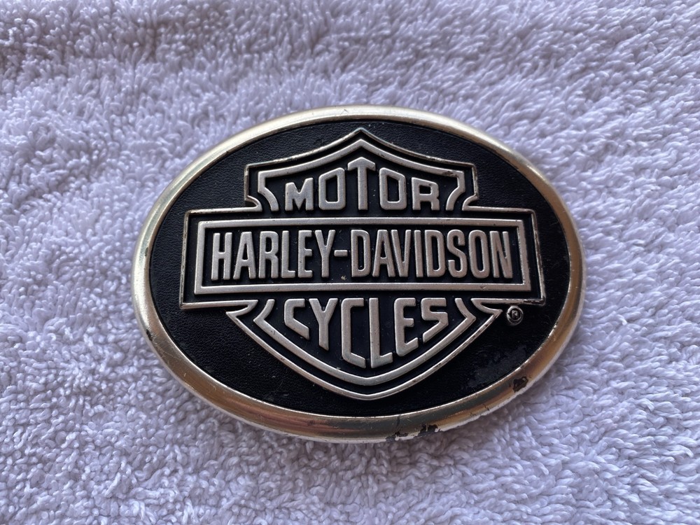 HARLEY DAVIDSON Belt Buckle Bar & Shield Black on Chrome