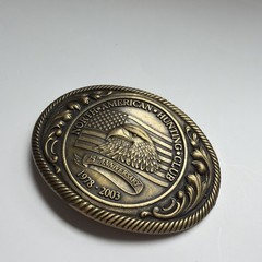 North American Hunting Club Brass Belt Buckle 25th Ann 1978-2003 Oval Eagle Flag