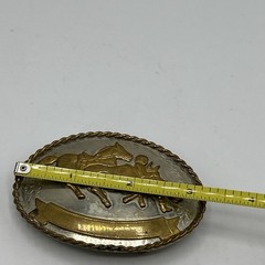 Vtg Western Cowboy Roping Bull Rider Rodeo German Silver Belt Buckle Two Tone