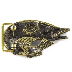 Belt buckle Pike, Angler gift trophy fish norther pike solid brass belt buckle