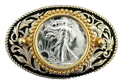 1947 Liberty Walking Half Dollar Antique Gold 2 3/5 Inch Belt Buckle EPBB274