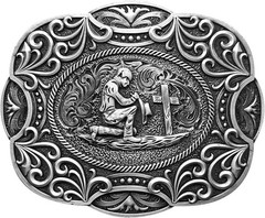 Celtic Cross Horse Religious Belt Buckle Western Cowboy for Men Leather Snap