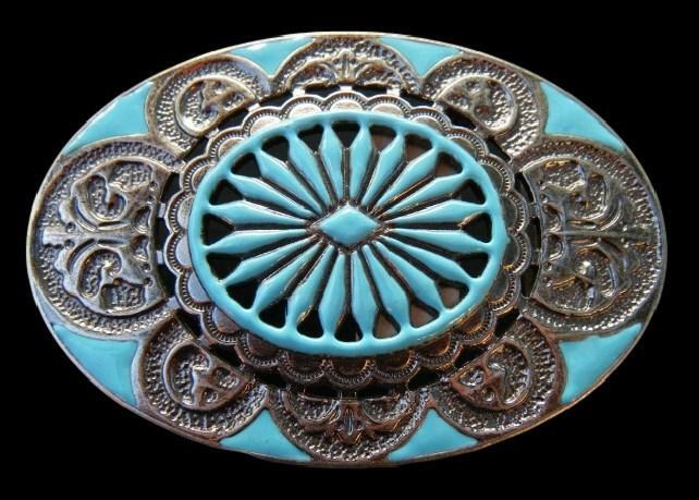 Turquoise Flower Classic Hippie Western Fashion Cowgirl Belt Buckle Buckles