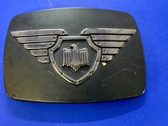 Thunderbird Shield Wings Crest Logo 90&rsquo;s Black Belt Buckle Chrome Brand #6172
