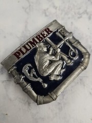 Vintage 1991 C & J Inc Plumber Color Belt Buckle – Missing Belt Loop