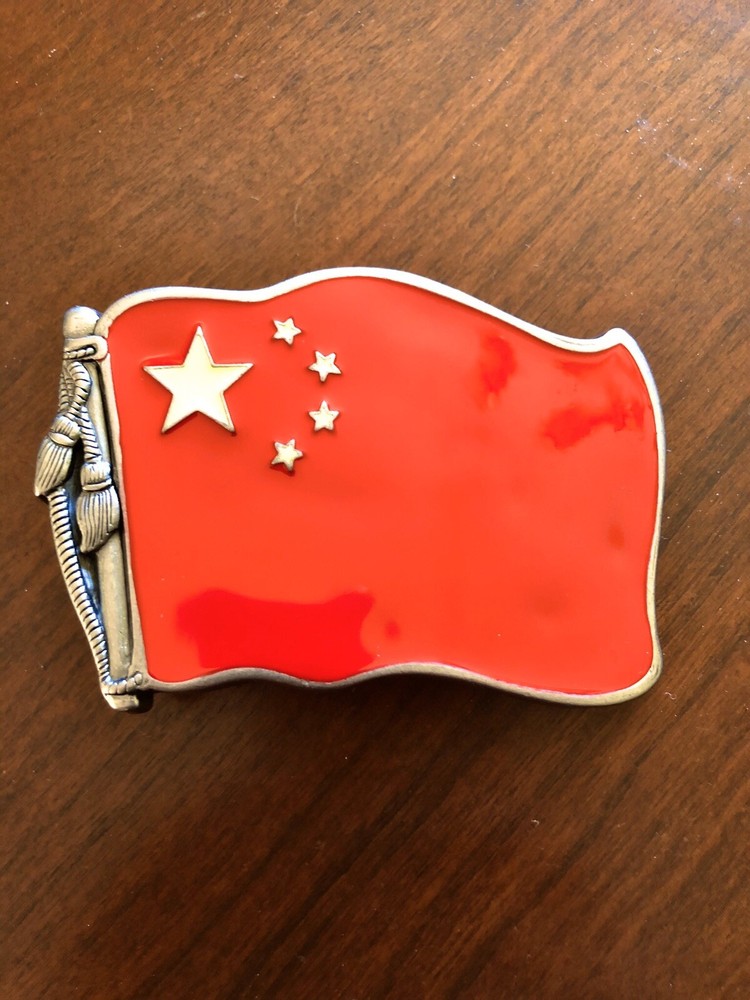 China Flag Chinese Beijing Shanghai Asia Asian Metal Unisex Men’s Belt Buckle
