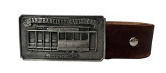 San Francisco Cable Car Belt Buckle W/ Brown Leather Art Belt By Errol G Specter