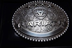 Ariat Western Belt Oval Buckle Stars Logo Silver A37061