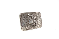 Silver Bronco Rider Western Cowboy Belt Buckle, (1.5 ») Removable Western Buckle