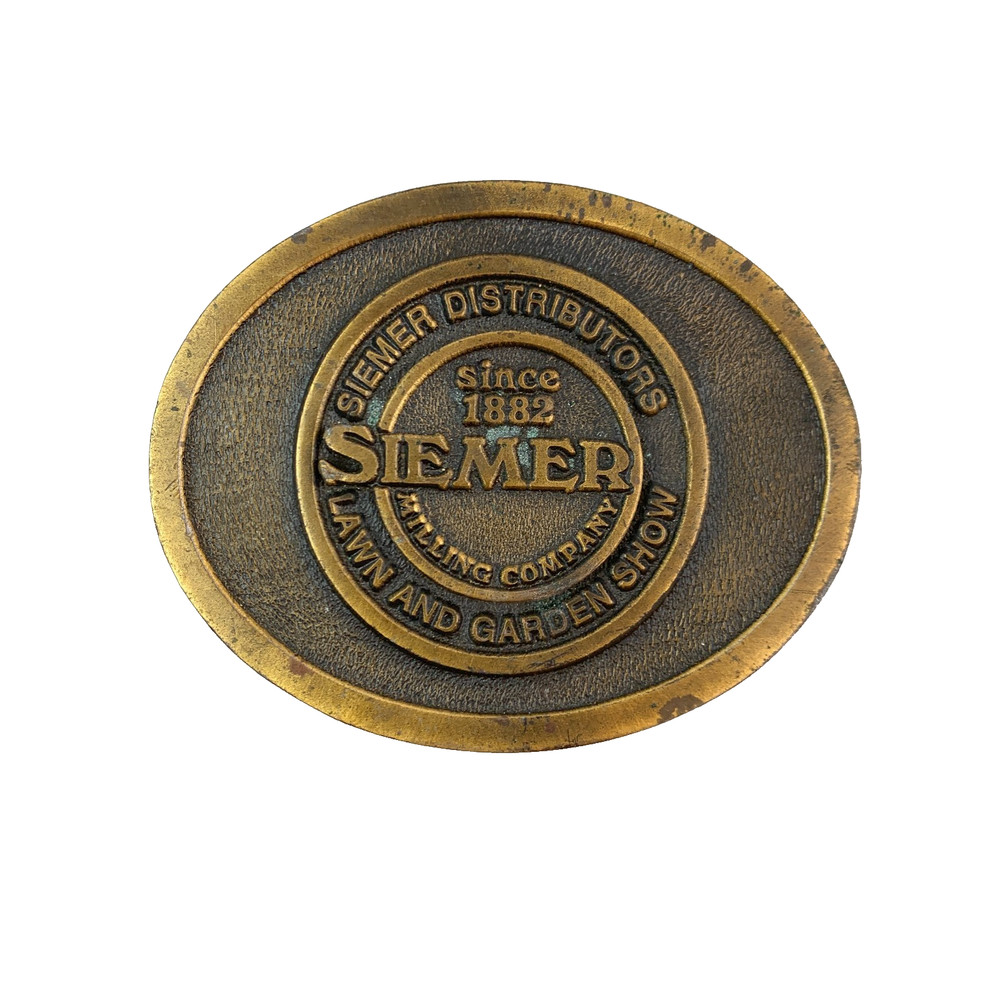 Vintage Siemer Lawn & Garden Show Oval Metal Belt Buckle CD Hit