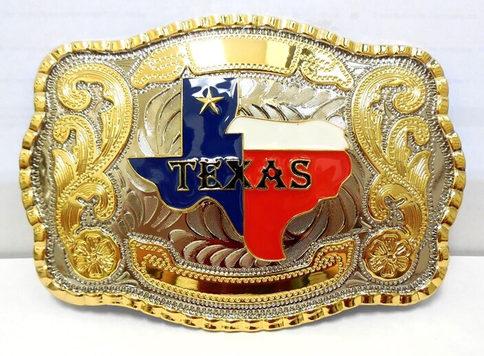 TEXAS STATE BELT BUCKLE MAP FLAG WESTERN COWBOY RODEO HEAVY Hebillas Vaqueras
