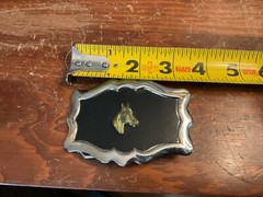 Vintage Horse Belt Buckle Silver and Black