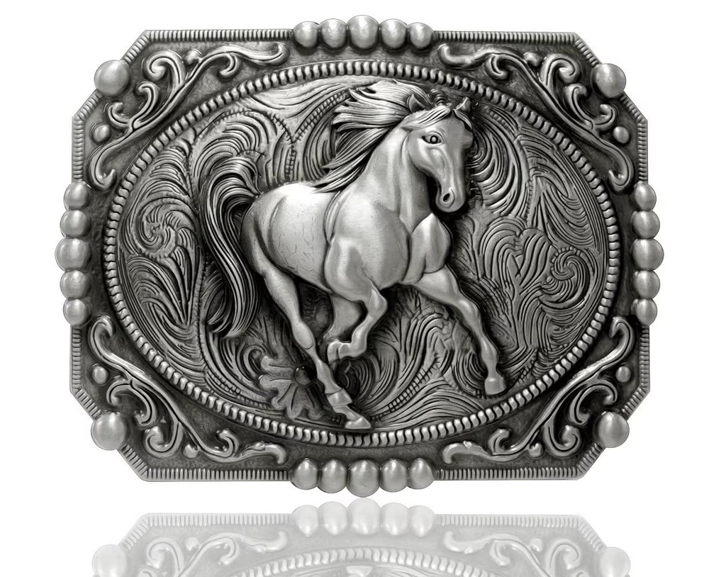 Moranse Religion Cross Cowboy Kneeling Prayer And Horse Design Belt Buckles
