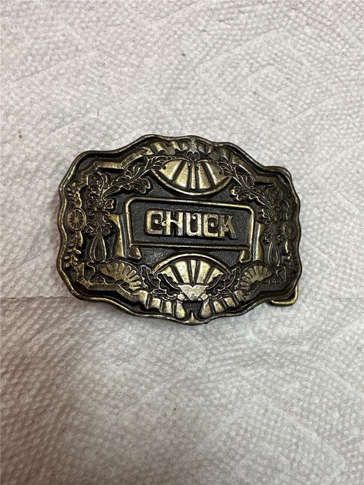 Vintage Oden Brass Name Belt Buckle « Chuck »