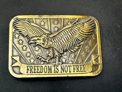 Freedom is Not Free Flying Eagle Stars Stripes Patriot 2014 Sponsor Belt Buckle