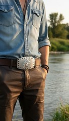 Men Women Western Fashion Belt Buckle Silver Metal Rodeo Horse Big Square Holes