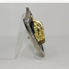 BeltBuckle Crown Shield Royal Cross Gold Black Silver Rhinestone Italia FreeShip