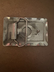 Burlington Route Train Belt Buckle Red Diesel Locomotive Silver Tone Railroad