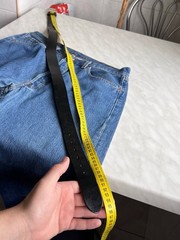 Vintage 90s Dolce & Gabbana Black Leather Belt Chunky Steel Buckle D&G JEANS Y2K