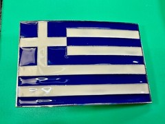 Greece Country in the Balkans Flag White Blue Enameled Patriotic Belt Buckle