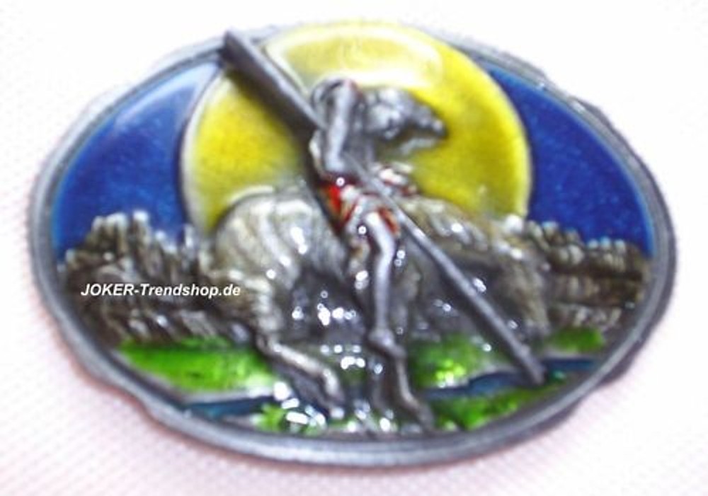 Belt Buckle End of the Trail Blue Apache Buckle Medicine Man Chief
