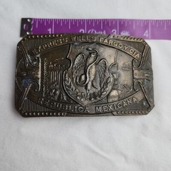 Vintage Express Wells Fargo Mexico Belt Buckle Rectangle 4in By 2.25in Travel