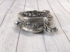 Silver Dagger Fleur De Lis Silvertone Belt Buckle with Black Crystals