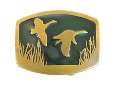 1977 Indiana Metal Craft Brass Belt Buckle Geese Goose Duck Bird Flying