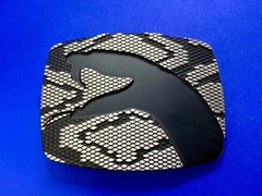 Snake Head On Snake Skin Pattern Chrome Brand Vintage Belt Buckle