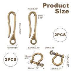 2 Pcs Fish Hook Key Chains, Vintage Keychain Retro Clip for Wallet Purse Brass