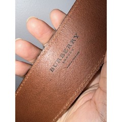 Burberry London Belt Sz L 37&Prime; Light Brown Smooth Leather Brass Buckle USA High