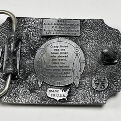 1991 Native American Crazy Horse Sioux Indian Chief Pewter Buckle Arroyo Grande
