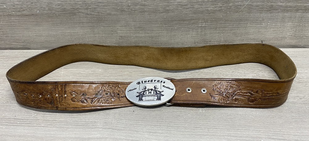 Bluegrass Festival Louisville Kentucky Belt Buckle w/ Leather Belt 4 Ft