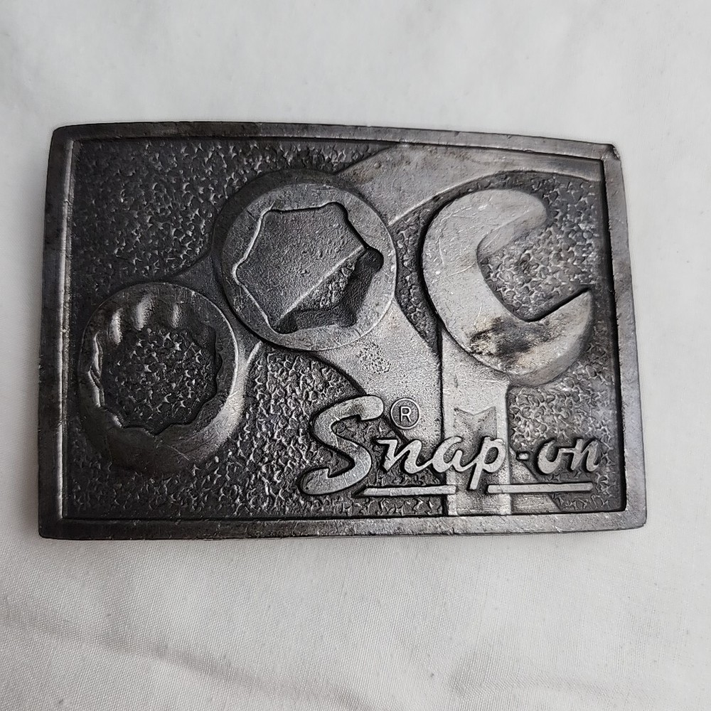 Vintage Snap On Tools Belt Buckle Rectangle 3.5in By 2.25in Made USA Wrenches