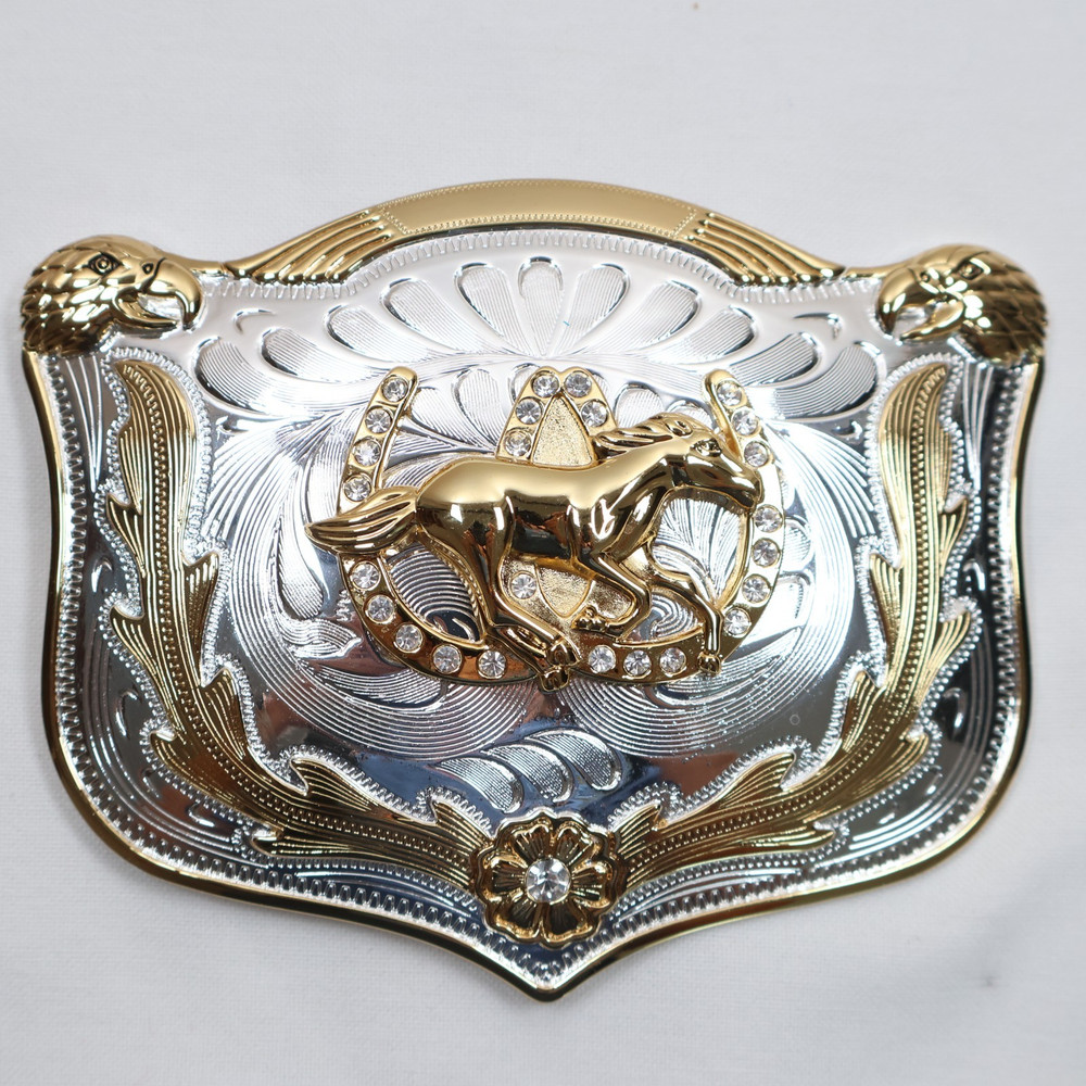 HORSE Belt Buckle RECTANGLE Horseshoe Eagles Rodeo Western LARGE