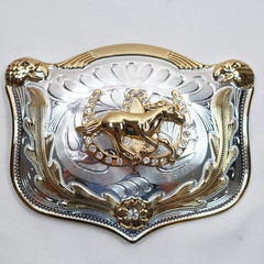 HORSE Belt Buckle RECTANGLE Horseshoe Eagles Rodeo Western LARGE