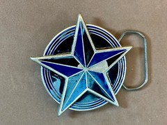 2002 Great American Products Back Star Coming From Round Pewter Belt Buckle