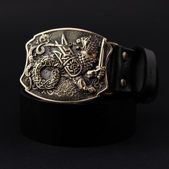 Semargl solid brass belt buckle, handmade Mythical winged lion Simargl buckle