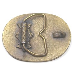 Vintage NRA Golden Eagles Oval Bronze Belt Buckle Flying Eagle Flag Backdrop