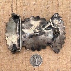 Sterling Silver Zuni Sunface Inlay Belt Buckle–36g