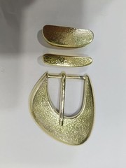 Western 3 piece buckle set initial shiny gold 1.25 in 30 mm cowgirl brass buckle