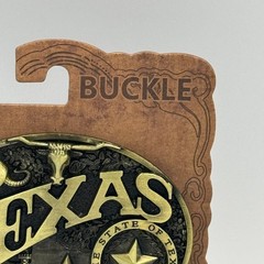 Texas Belt Buckle Antique Brass Style Longhorn Armadillo Western SKU 15012