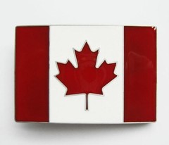 CANADA FLAG RED WHITE PATRIOTIC MAPLE LEAF COUNTRY BELT BUCKLE