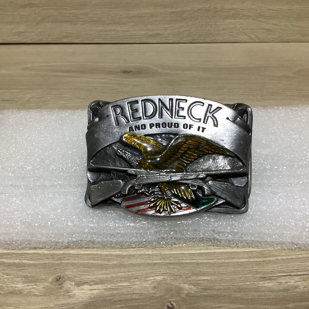 Siskiyou 1984 Belt Buckle M-29 Redneck And Proud Of It Enamel Eagle Rifle Flag